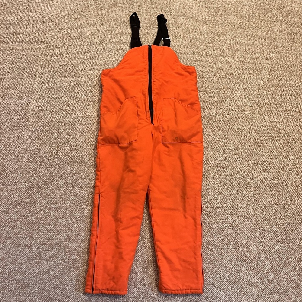 Vintage Marsh n' Field Snow Pants Mens Orange Insulated Hunting Bib Made in USA